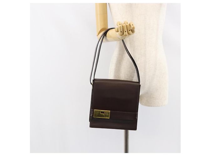 GUCCI Schultertasche aus braunem Leder mit Gold 001 1274 1874 Auth am9820 Golden - Ansicht 23