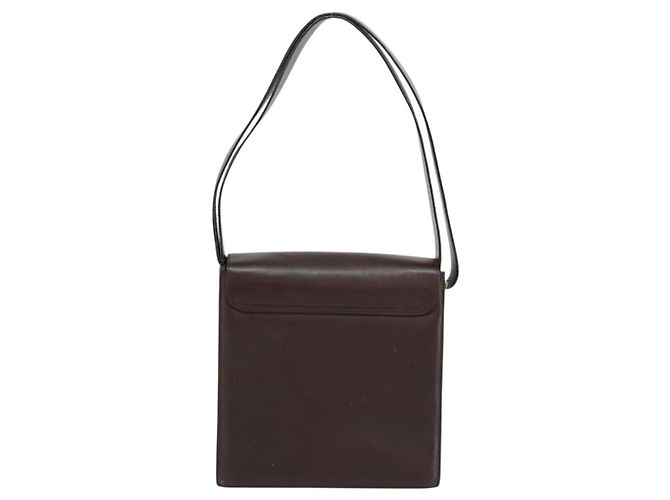 GUCCI Schultertasche aus braunem Leder mit Gold 001 1274 1874 Auth am9820 Golden - Ansicht 3