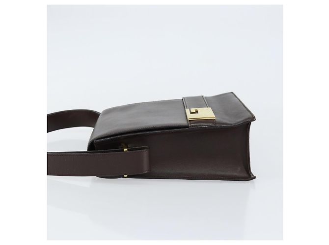 GUCCI Schultertasche aus braunem Leder mit Gold 001 1274 1874 Auth am9820 Golden - Ansicht 5