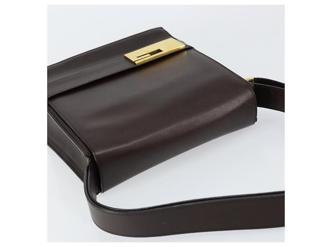 GUCCI Schultertasche aus braunem Leder mit Gold 001 1274 1874 Auth am9820 Golden - Ansicht 6