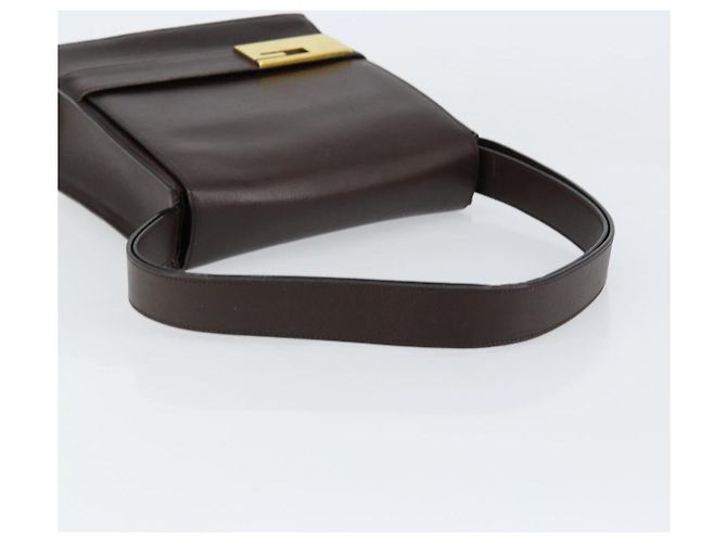 GUCCI Schultertasche aus braunem Leder mit Gold 001 1274 1874 Auth am9820 Golden - Ansicht 7