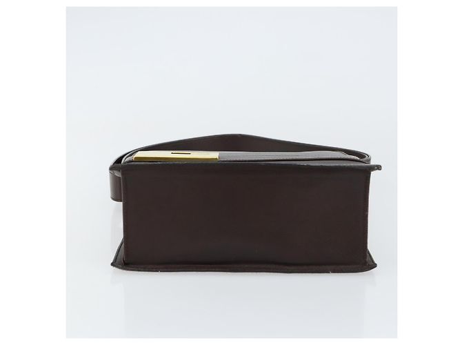 GUCCI Schultertasche aus braunem Leder mit Gold 001 1274 1874 Auth am9820 Golden - Ansicht 9