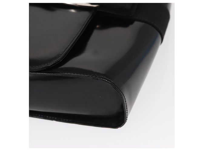 Borsa a Spalla Vala in Nylon Smaltato Nero e Argento di Salvatore Ferragamo Auth bs31354 - vista 10