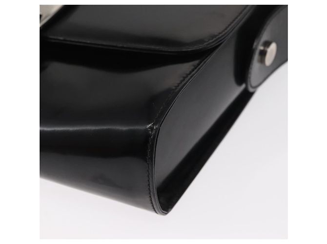 Borsa a Spalla Vala in Nylon Smaltato Nero e Argento di Salvatore Ferragamo Auth bs31354 - vista 11