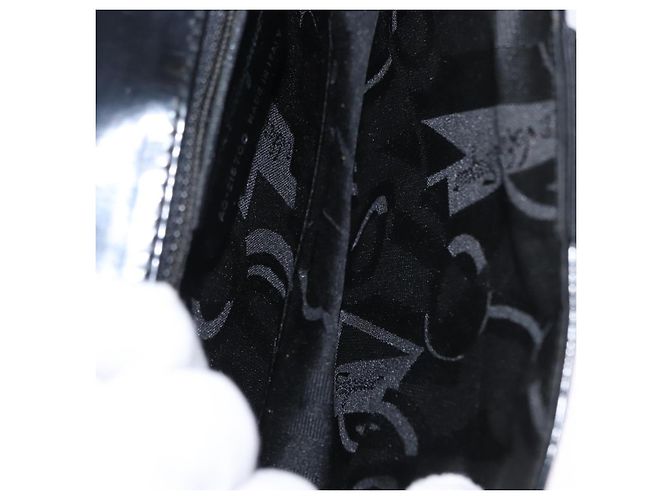 Borsa a Spalla Vala in Nylon Smaltato Nero e Argento di Salvatore Ferragamo Auth bs31354 - vista 18