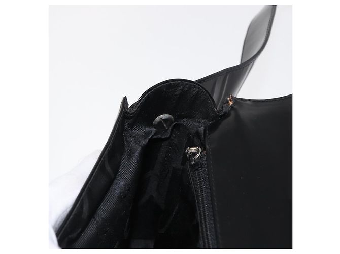 Borsa a Spalla Vala in Nylon Smaltato Nero e Argento di Salvatore Ferragamo Auth bs31354 - vista 20