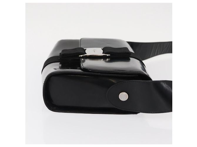 Borsa a Spalla Vala in Nylon Smaltato Nero e Argento di Salvatore Ferragamo Auth bs31354 - vista 4