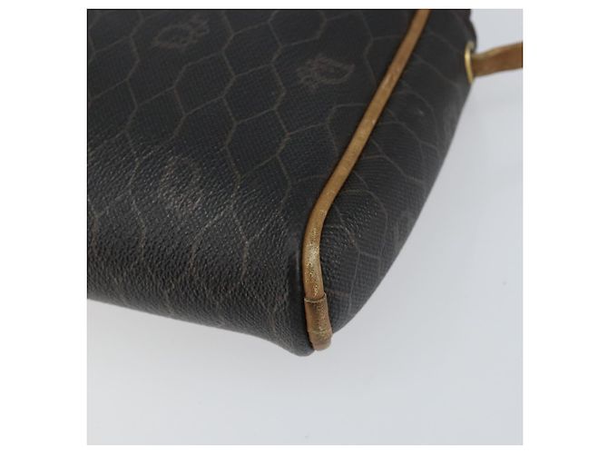 Christian Dior Borsa a spalla in tela a nido d'ape PVC nera e dorata Auth BA8204 Nero D'oro - vista 10