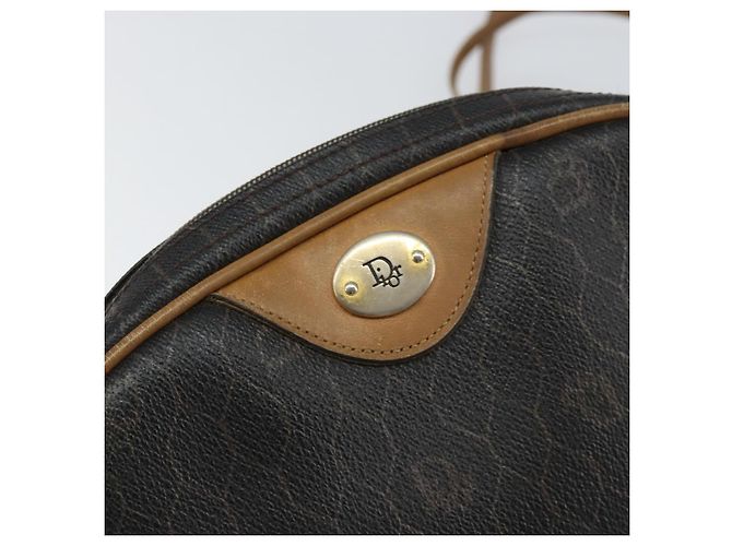 Christian Dior Borsa a spalla in tela a nido d'ape PVC nera e dorata Auth BA8204 Nero D'oro - vista 14