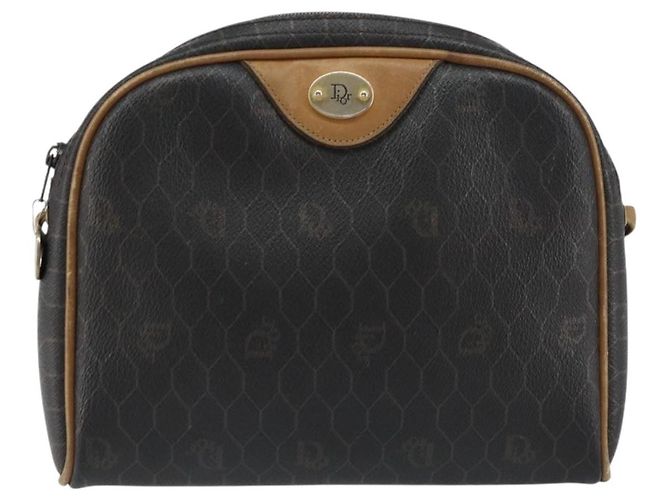 Christian Dior Borsa a spalla in tela a nido d'ape PVC nera e dorata Auth BA8204 Nero D'oro - vista 2