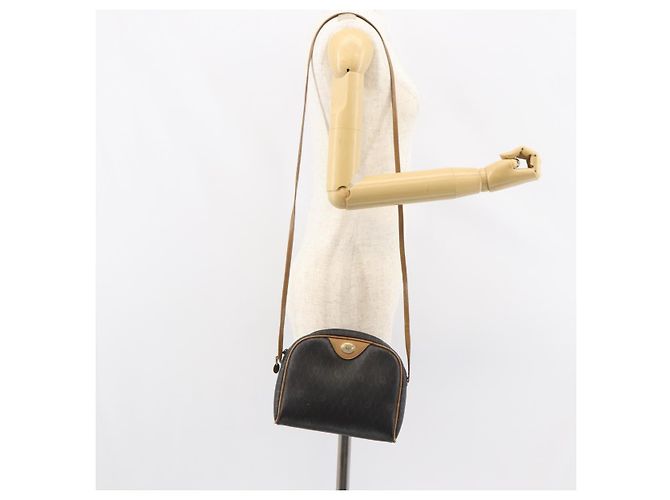 Christian Dior Borsa a spalla in tela a nido d'ape PVC nera e dorata Auth BA8204 Nero D'oro - vista 20