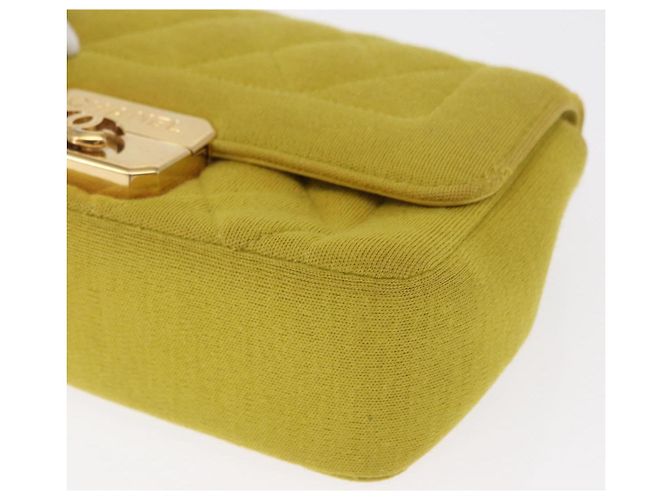 CHANEL Borsa a Spalla Matelassé con Catena Cotone Giallo Oro CC Auth 156510V D'oro - vista 12