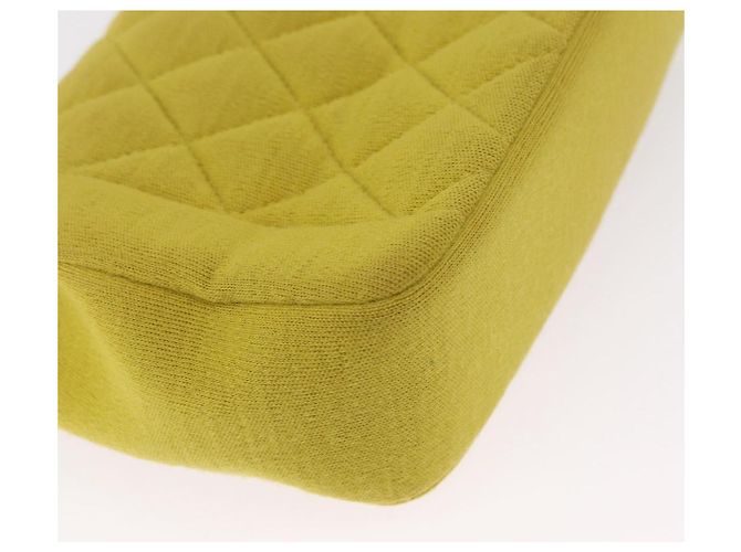 CHANEL Borsa a Spalla Matelassé con Catena Cotone Giallo Oro CC Auth 156510V D'oro - vista 13