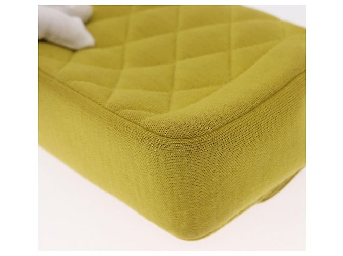 CHANEL Borsa a Spalla Matelassé con Catena Cotone Giallo Oro CC Auth 156510V D'oro - vista 14
