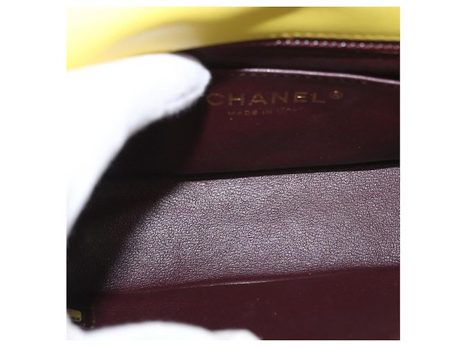 CHANEL Borsa a Spalla Matelassé con Catena Cotone Giallo Oro CC Auth 156510V D'oro - vista 19