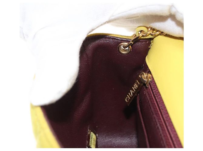 CHANEL Borsa a Spalla Matelassé con Catena Cotone Giallo Oro CC Auth 156510V D'oro - vista 21