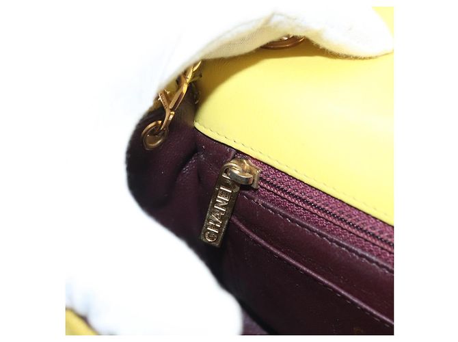CHANEL Borsa a Spalla Matelassé con Catena Cotone Giallo Oro CC Auth 156510V D'oro - vista 22