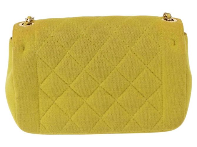 CHANEL Borsa a Spalla Matelassé con Catena Cotone Giallo Oro CC Auth 156510V D'oro - vista 3