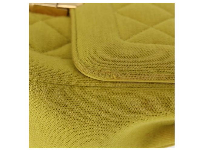 CHANEL Borsa a Spalla Matelassé con Catena Cotone Giallo Oro CC Auth 156510V D'oro - vista 5