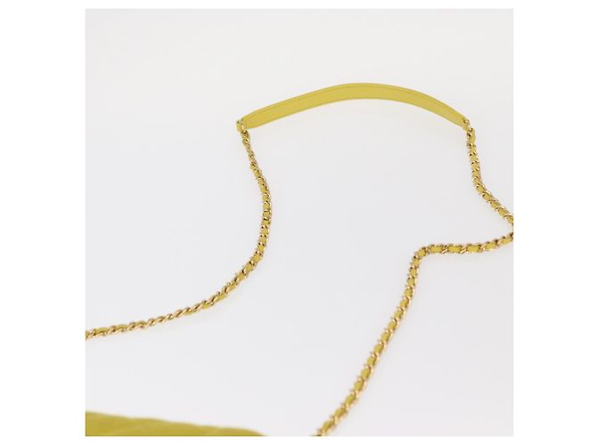 CHANEL Borsa a Spalla Matelassé con Catena Cotone Giallo Oro CC Auth 156510V D'oro - vista 9