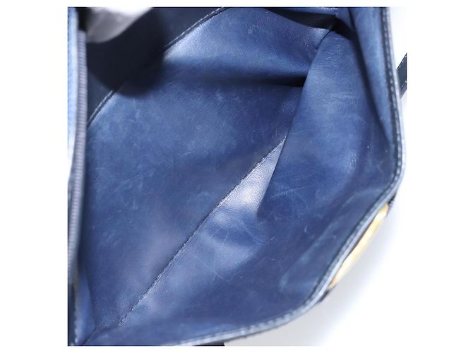Borsa a Spalla Salvatore Ferragamo Vala in Pelle Blu Navy Oro Auth BA8220 D'oro - vista 21