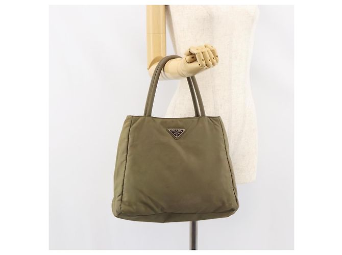 Bolso de mano PRADA de nailon caqui plateado auténtico bs31364 Plata - vista 26