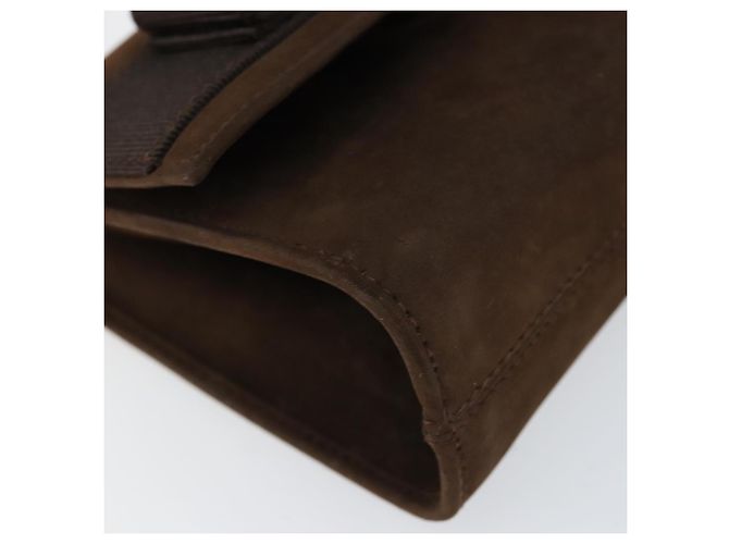 Borsa a Spalla Vala Chain in Camoscio Marrone Oro Auth BA8244 di Salvatore Ferragamo - vista 11