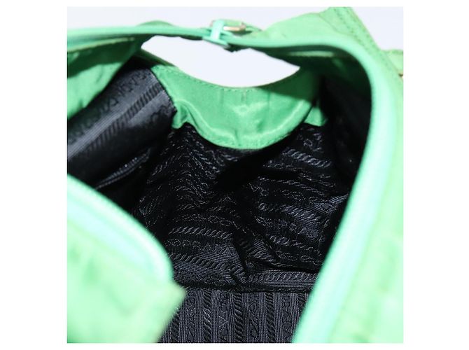 Borsa Tote PRADA Nylon Verde Oro Auth 153035 D'oro - vista 18