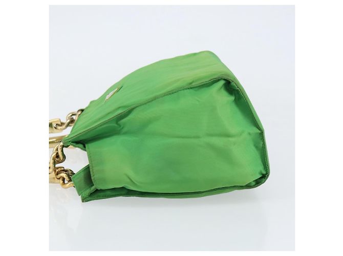 Borsa Tote PRADA Nylon Verde Oro Auth 153035 D'oro - vista 5