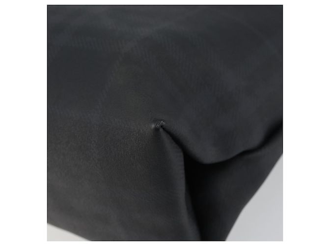 Schwarze Leder-Handtasche mit Nova Check-Muster von BURBERRY, authentisch Silber BA8861 - Ansicht 12