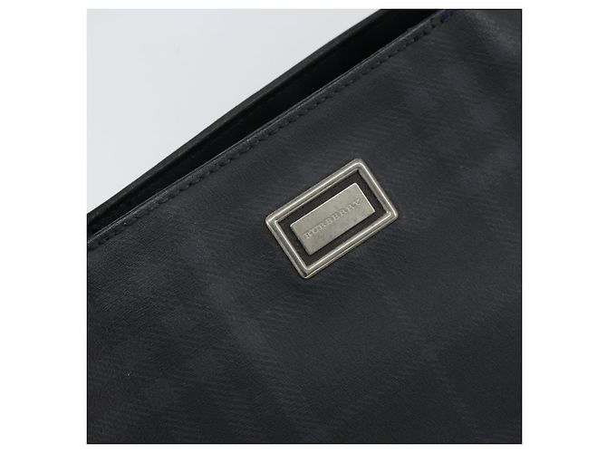 Schwarze Leder-Handtasche mit Nova Check-Muster von BURBERRY, authentisch Silber BA8861 - Ansicht 14