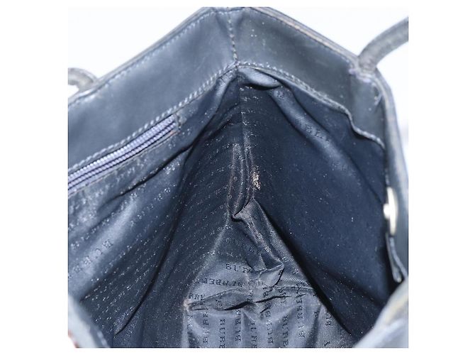 Schwarze Leder-Handtasche mit Nova Check-Muster von BURBERRY, authentisch Silber BA8861 - Ansicht 17