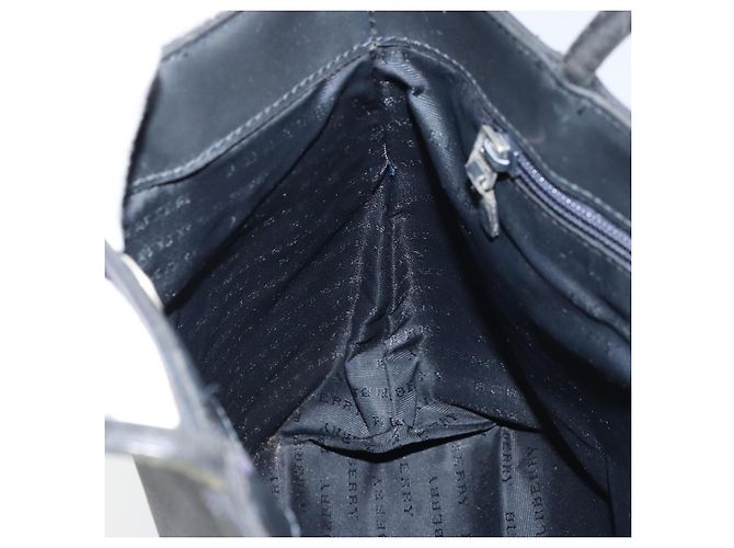 Schwarze Leder-Handtasche mit Nova Check-Muster von BURBERRY, authentisch Silber BA8861 - Ansicht 18