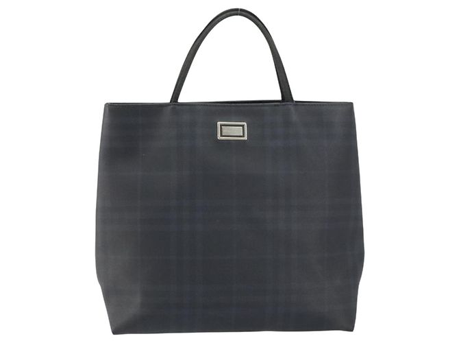 Schwarze Leder-Handtasche mit Nova Check-Muster von BURBERRY, authentisch Silber BA8861 - Ansicht 2