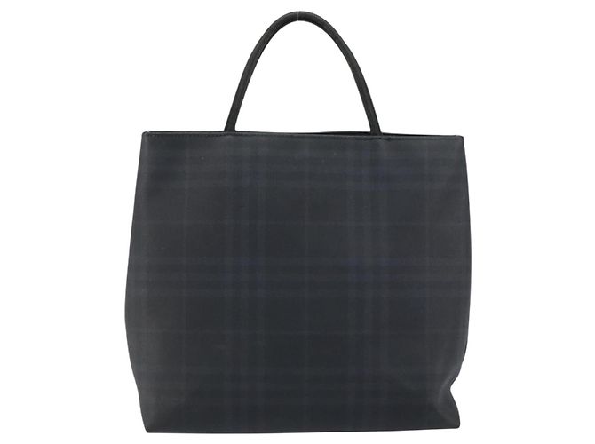 Schwarze Leder-Handtasche mit Nova Check-Muster von BURBERRY, authentisch Silber BA8861 - Ansicht 3