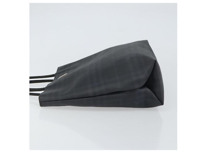 Schwarze Leder-Handtasche mit Nova Check-Muster von BURBERRY, authentisch Silber BA8861 - Ansicht 5