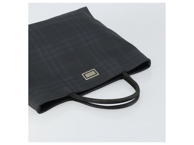 Schwarze Leder-Handtasche mit Nova Check-Muster von BURBERRY, authentisch Silber BA8861 - Ansicht 6