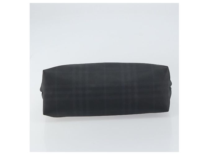 Schwarze Leder-Handtasche mit Nova Check-Muster von BURBERRY, authentisch Silber BA8861 - Ansicht 9
