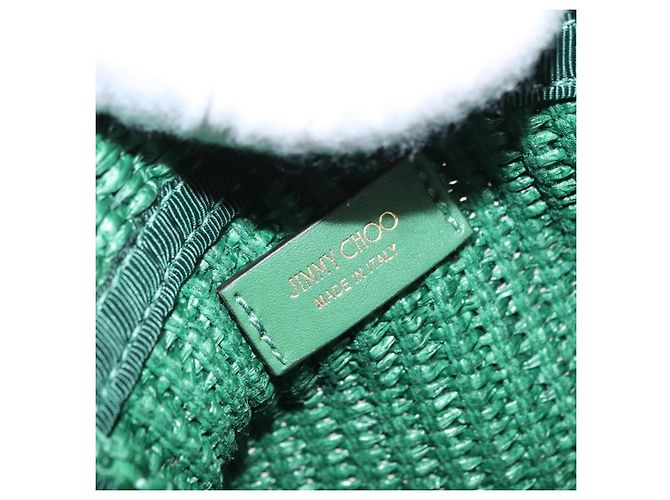 Borsa Jimmy Choo Raffia 2way Verde Oro Auth BA9200 D'oro - vista 17