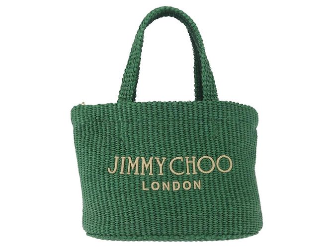 Borsa Jimmy Choo Raffia 2way Verde Oro Auth BA9200 D'oro - vista 2