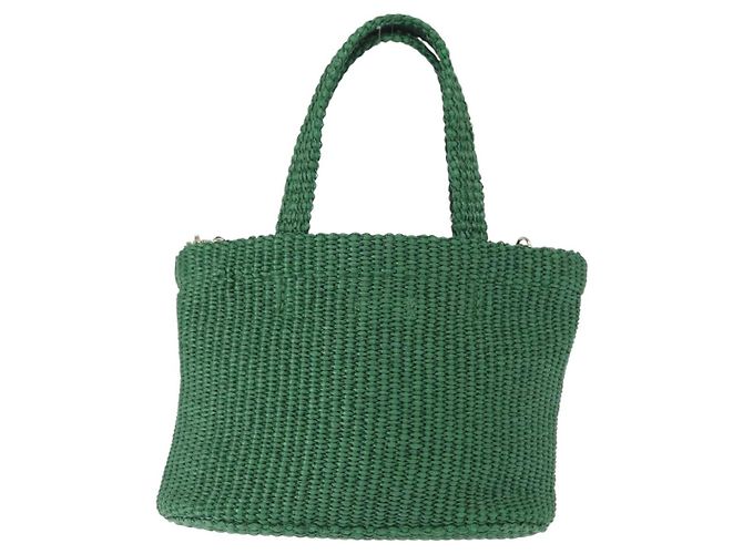 Borsa Jimmy Choo Raffia 2way Verde Oro Auth BA9200 D'oro - vista 3