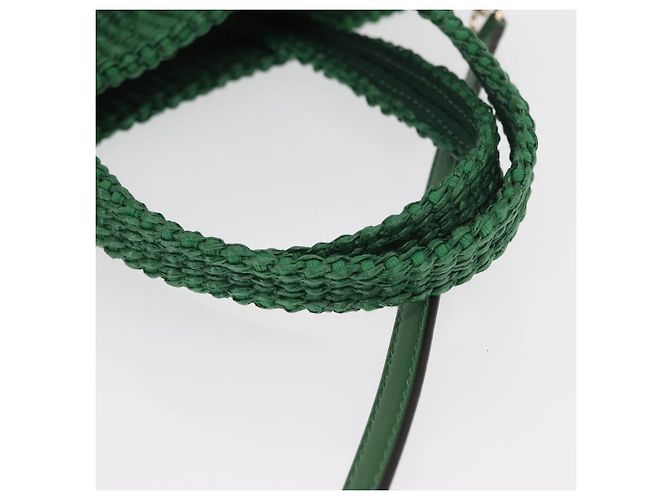 Borsa Jimmy Choo Raffia 2way Verde Oro Auth BA9200 D'oro - vista 7