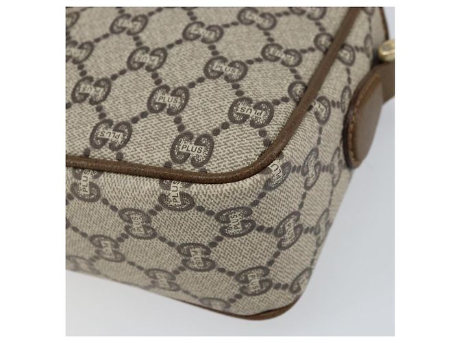 Bolso de hombro GUCCI GG Plus Supreme de cuero PVC beige y dorado Auth 156789 - vista 10