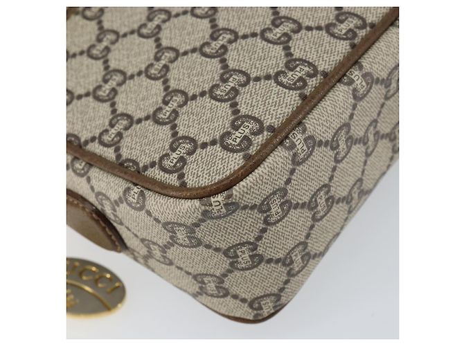Bolso de hombro GUCCI GG Plus Supreme de cuero PVC beige y dorado Auth 156789 - vista 11
