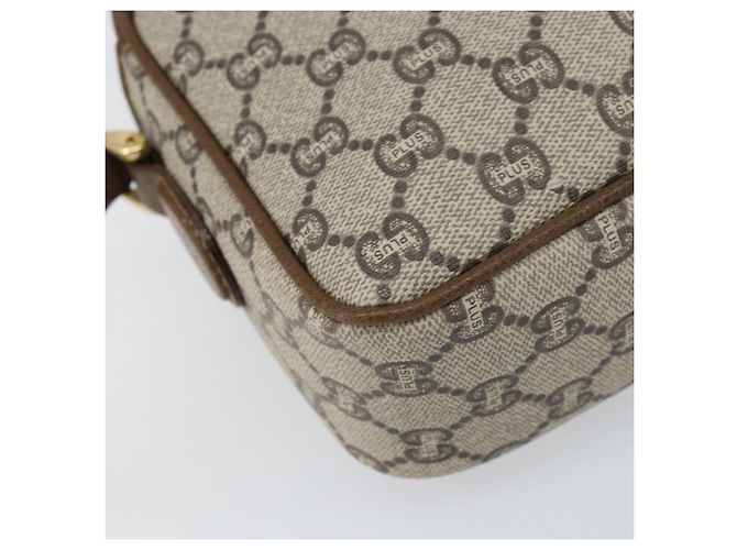 Bolso de hombro GUCCI GG Plus Supreme de cuero PVC beige y dorado Auth 156789 - vista 13