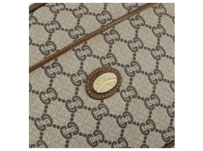 Bolso de hombro GUCCI GG Plus Supreme de cuero PVC beige y dorado Auth 156789 - vista 14
