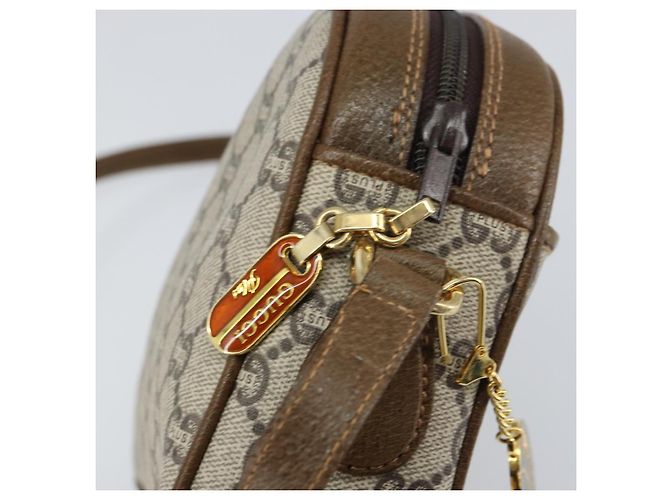 Bolso de hombro GUCCI GG Plus Supreme de cuero PVC beige y dorado Auth 156789 - vista 16