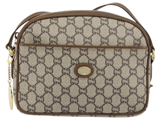 Bolso de hombro GUCCI GG Plus Supreme de cuero PVC beige y dorado Auth 156789 - vista 2