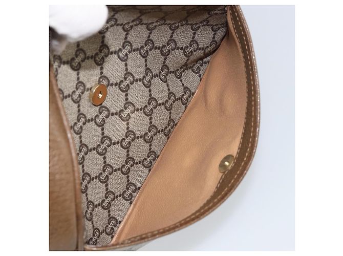 Bolso de hombro GUCCI GG Plus Supreme de cuero PVC beige y dorado Auth 156789 - vista 23