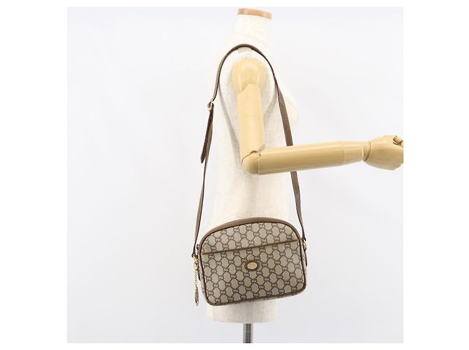 Bolso de hombro GUCCI GG Plus Supreme de cuero PVC beige y dorado Auth 156789 - vista 24